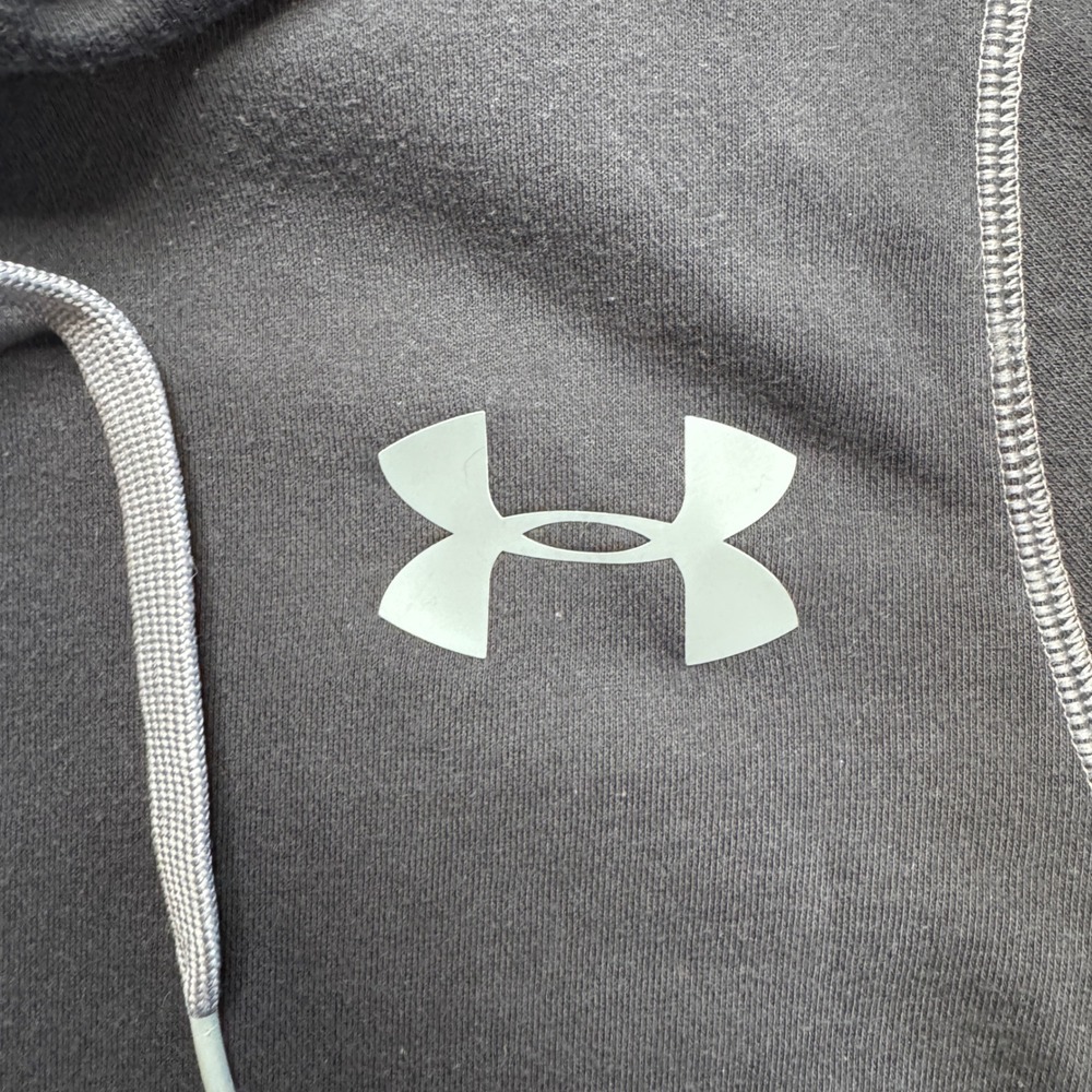 Under Armour ColdGear Hoodie Mens Small Black Grey Contrast Stitch Pullover - Picture 2 of 9